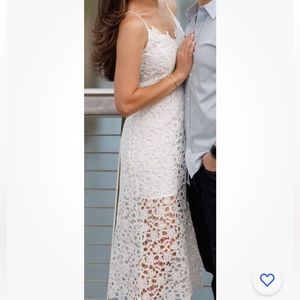 Jun & Ivy White Midi Lace Floral Dress (Bridal / Bride)